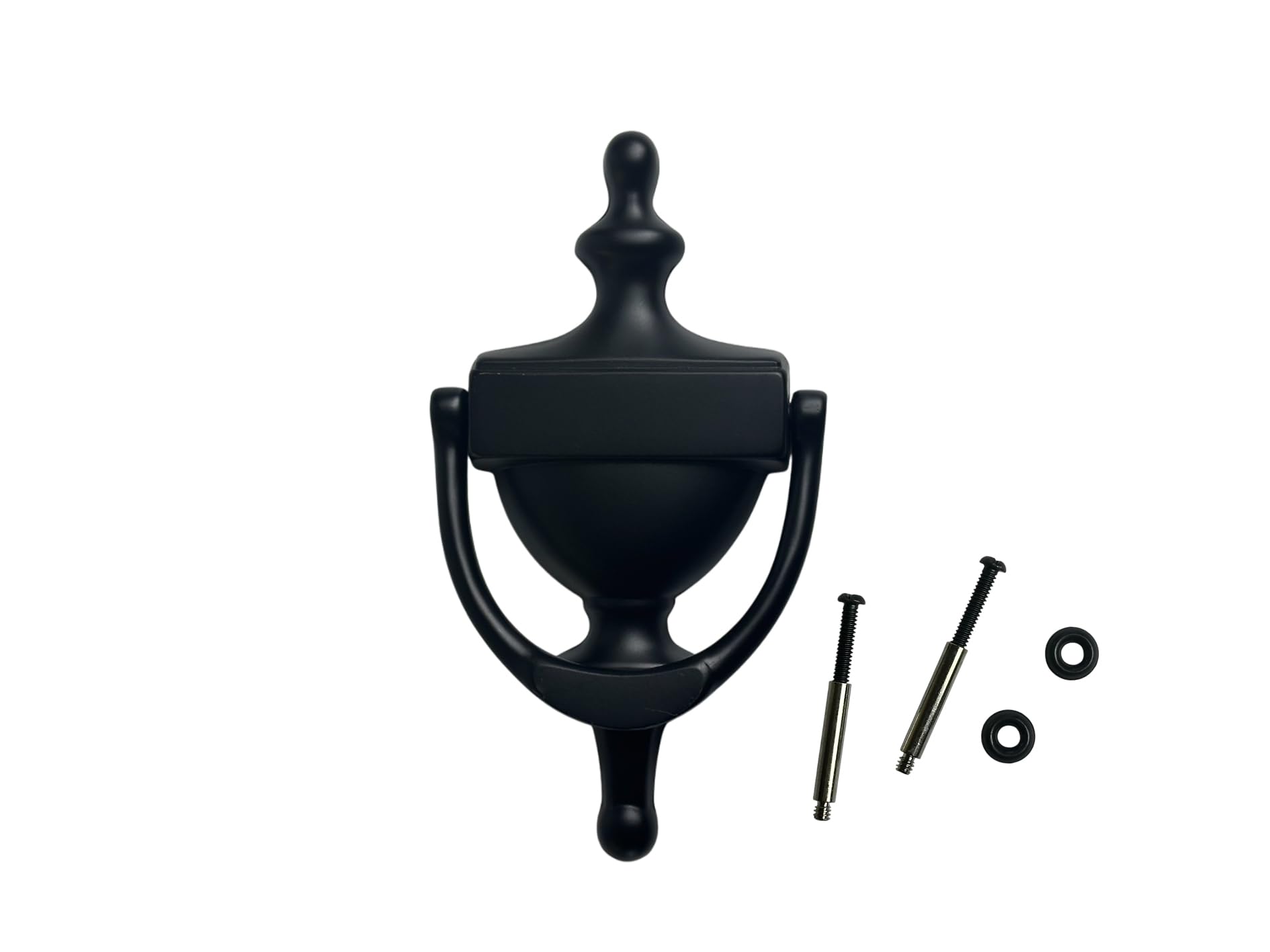 QCAA Solid Brass Door Knocker, 7", Matte Black, Made in Taiwan, 1 Pack