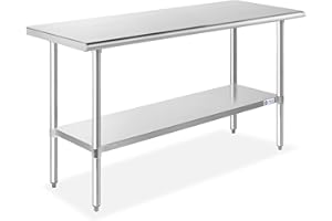GRIDMANN Stainless Steel Work Table 60 x 24 Inches, NSF Commercial Kitchen Prep Table with Under Shelf for Restaurant and Home