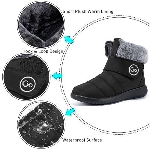 Aomigoct Women Winter Snow Boots: Fur Lined Warm Slip On Boots for Women Waterproof Booties Comfortable Outdoor