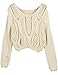 PrettyGuide Women's Cropped Sweater Long Sleeve Eyelet Cable Lace Up Goth Crop Tops