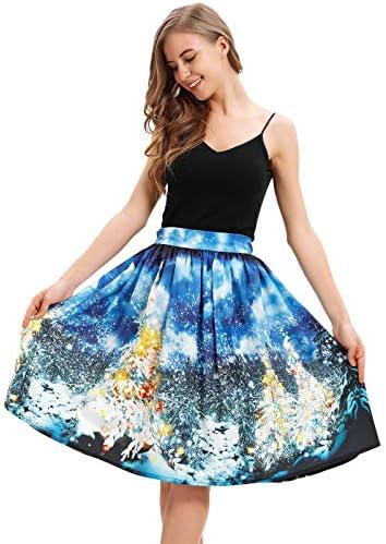 ワンピース クリスマス Plojuxi レディース ドレス Aラインワンピース 袖なし 洋服 選択 着痩せ 大人 可愛い コスチューム ミスアメリカ パーティー 宴会 代30代40代50代 秋冬 仮装ドレス 忘年会 演劇 コスプレ衣装 クリスマスプリント