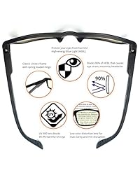 J + S anteojos de lectura con protección de luz azul de computadora, lentes de videojuego, 0.0 ampliación, anti luz azul,100% protección contra UV, baja distorsión del color, accesorio esencial para juegos., EC0087-BFCL, Rectangle, M, 1