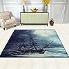 ALAZA Night Scene with Pirate Ship Octopus Area Rug Rugs for Living Room Bedroom 7' x 5'