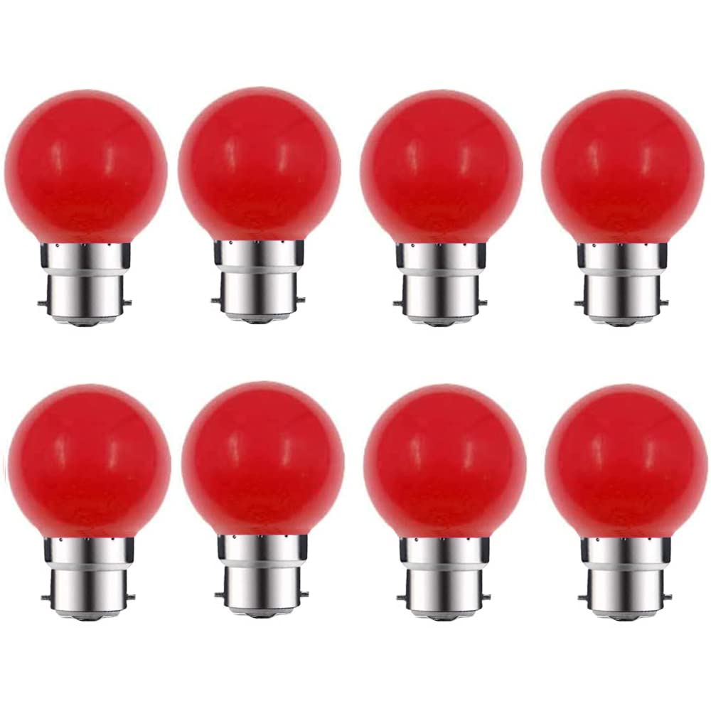 ZFQ 8 Pack B22 Bayonet Colored LED Light Bulbs 2W G45 Golf Ball Mini Globe Bulb Lighting Bulbs,Red for Outdoor Indoor String Patio Garden Party Christmas, Tree, Fairy Party Night Lights