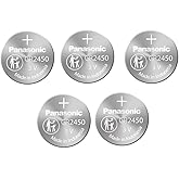 5 x CR2450 Panasonic 3 Volt Lithium Coin Cell Batteries