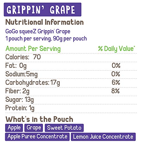 image for GoGo squeeZ Fruit & VeggieZ on the Go, Apple Sweet Potato Grape, 3.2 O