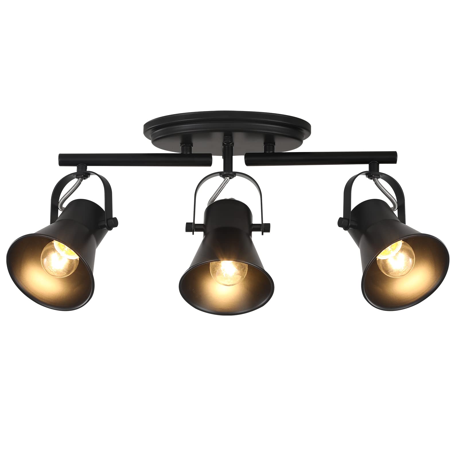 Photo 1 of KEESFU 3-Light Track Lighting Kit,Black Semi Flush Mount Ceiling Light with 3 Rotatable Light Heads,Industrial Accent Lighting for Livingroom,Bathroom,Hallway,Art Wall,Bathroom,Kitchen.(3-Light)