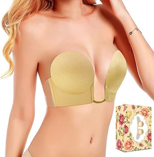 Adhesive Backless Push up Invisible Womens Bra Sticky Deep U Plunge Silicone Reusable Strapless Bras for Women