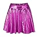 HDE Women's Solid Color Metallic Flared Pleated Club Skater Skirt Hot Pink - S
