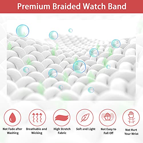 2 Pack Compatible with Apple Watch Bands 38mm 40mm 42mm 44mm for Women Men, ANDOLO Braided Elastic Solo Loop Smartwatch Bands Wristbands Replacement Strap for iWatch Series 7 6 5 4 3 2 SE