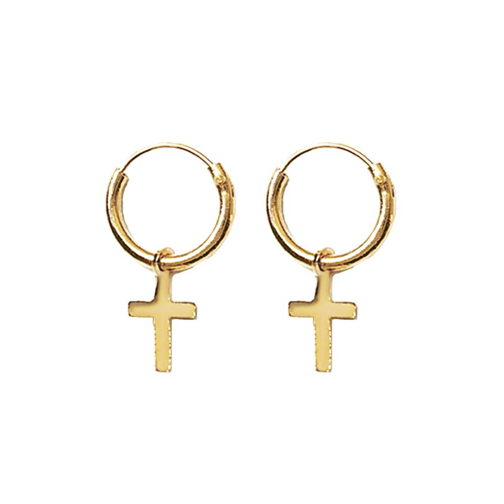 NKlaus pair of earrings Celtic Cross Creoles Gothic Celtic Bali gold plated 12mm 5070