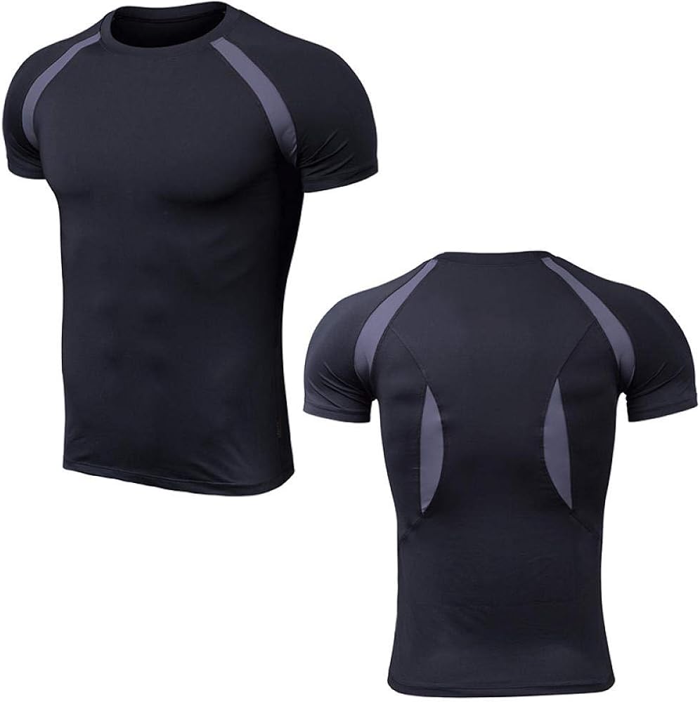 Cxypeng Men's Sports Base Layer Short Sleeved,High-elastic training fitness quick-drying top 