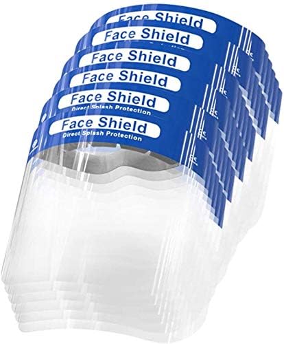 10 Packs Safety Medical Face Shield with Elastic Band and Comfort Sponge, Anti-fog Adjustable Protect Eyes & Face from Splash and Splatter, Disposable (10 Pieces)