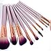 Halo World 10 Pieces Makeup Brushes Vegan and Cruelty Free Foundation Eyeshadow Lip Makeup Brush Set with Leather Bag (Rose Gold)