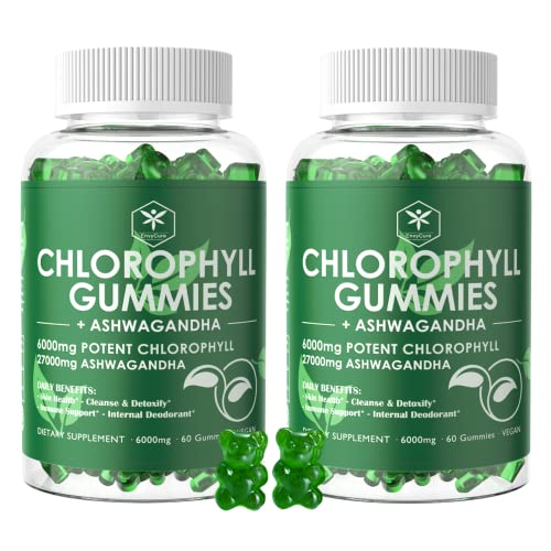 Chlorophyll Gummies, High Potency 200mg, with Organic Ashwagandha