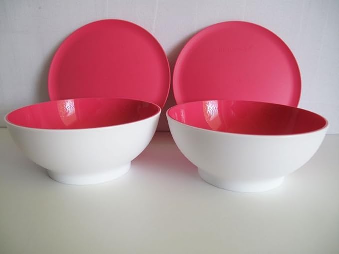 TUPPERWARE Allegra Desser Bowls (2) 275 ml white pink Amazon.co.uk