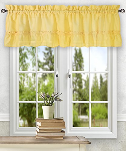 Ellis Curtain Stacey 54-by-13 Inch Ruffled Filler Valance (Yellow)