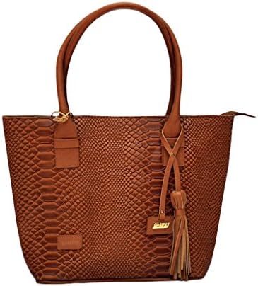Gaspy Angela Women's Leather Tote Bag (Brandy - Anaconda Pattern)
