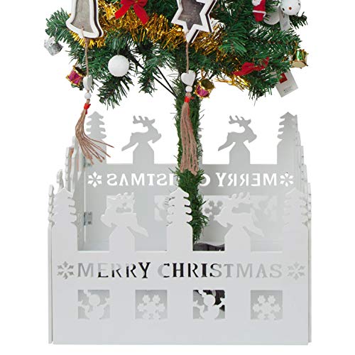 handrong Christmas Tree Fence White Decorative Xmas Tree Fencing for Home Garden Yard Office Decoration Gift Storage, Square 15.6×15.6×15.6×15.6 Inch - Thumbnail 6