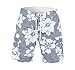 Matereek Men's Tropical Hibiscus Flowers Cargo Style Microfiber Hybrid Swim Trunks