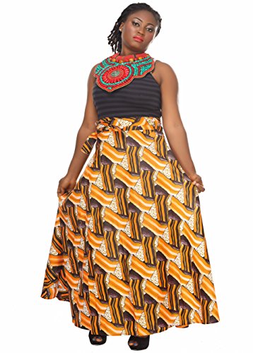African Planet Women's Wax Skirt Dress Duala Apparel Inspired Wrap Around Waist Maxi