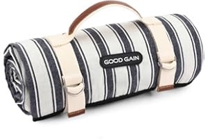 G GOOD GAIN Waterproof Picnic Blanket Portable with Carry Strap for Beach Mat or Family Outdoor Camping Party (Berry Blue)