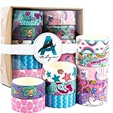Washi Tape Set of 10 Assorted Cute Unicorn and Mermaid Design - Thin Decorative Japanese Paper Tape for Arts and Crafts Ideal for Stationary, Journal, Planner, Scrapbook, DIY, Organizing Office Supply