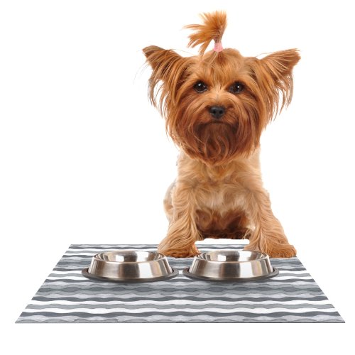 Kess InHouse Empire Ruhl 51 Shades of Gray Gray White Feeding Mat for Pet Bowl, 18 by 13-Inch