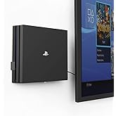 Monzlteck Wall Mount for PS4 Pro, Near or Behind TV, Space Saving | Custom Steel Mount for PS4 Pro Only, Hides Cables, Protects from Falls, Fits Wood Stud or Concrete Wall