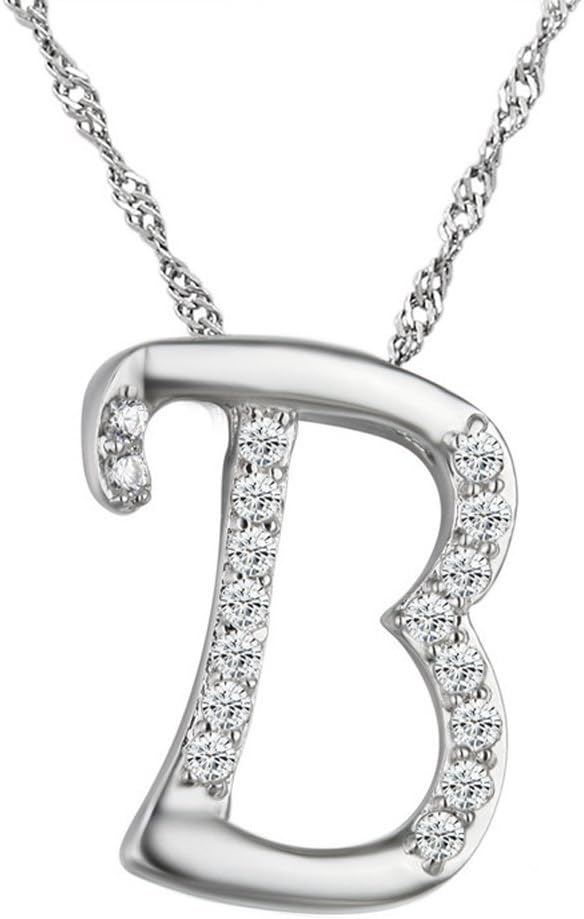 Sobly Jewelry Womens Fashion Name Initial Letter Cubic Zirconia Pendant Necklace, 18 inch Chain, 26 Letters to Choose