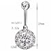 Wxbox 14G Belly Button Ring 1.6mm 316L Surgical Steel Belly Piercing with Clear Zircon (White)
