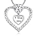 Ado Glo Christmas Girlfriend Birthday Gift, I Love You to The Moon and Back Heart Pendant Necklace, Fashion Jewelry for Women Girls, Anniversary Xmas