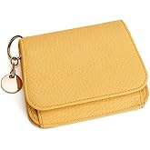 Mudono Small Wallet for Women RFID Blocking Genuine Leather Card Case Slim Tri-Fold Wallet with Zipper Pocket and Keychain