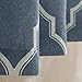 jinchan Curtains Blue Linen Living Room Drapes Light Filtering Moroccan Tile Print Window Treatment for Bedroom Curtain Flax Textured Geometry Lattice Grommet Dining Room 63 Inch Length 2 Panels