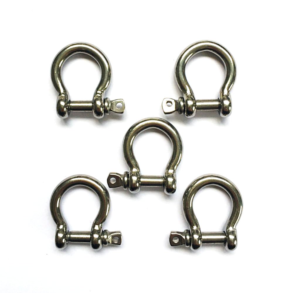 JingYi Stainless Steel 5mm Bow Shackle,Marine Grade,Can be Used in a Salt Water Invironment- 5 Pieces