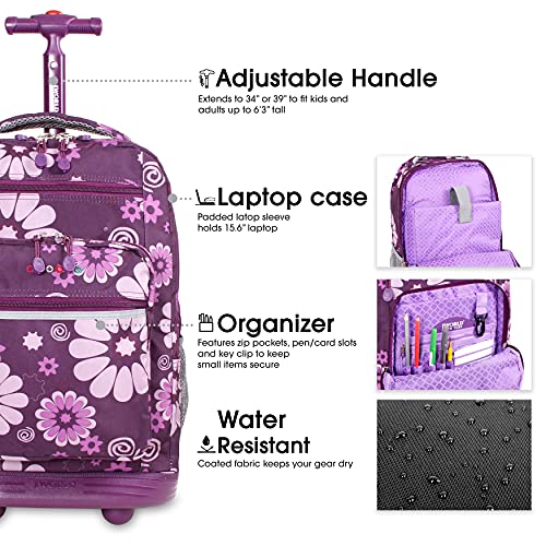 purple rolling backpack