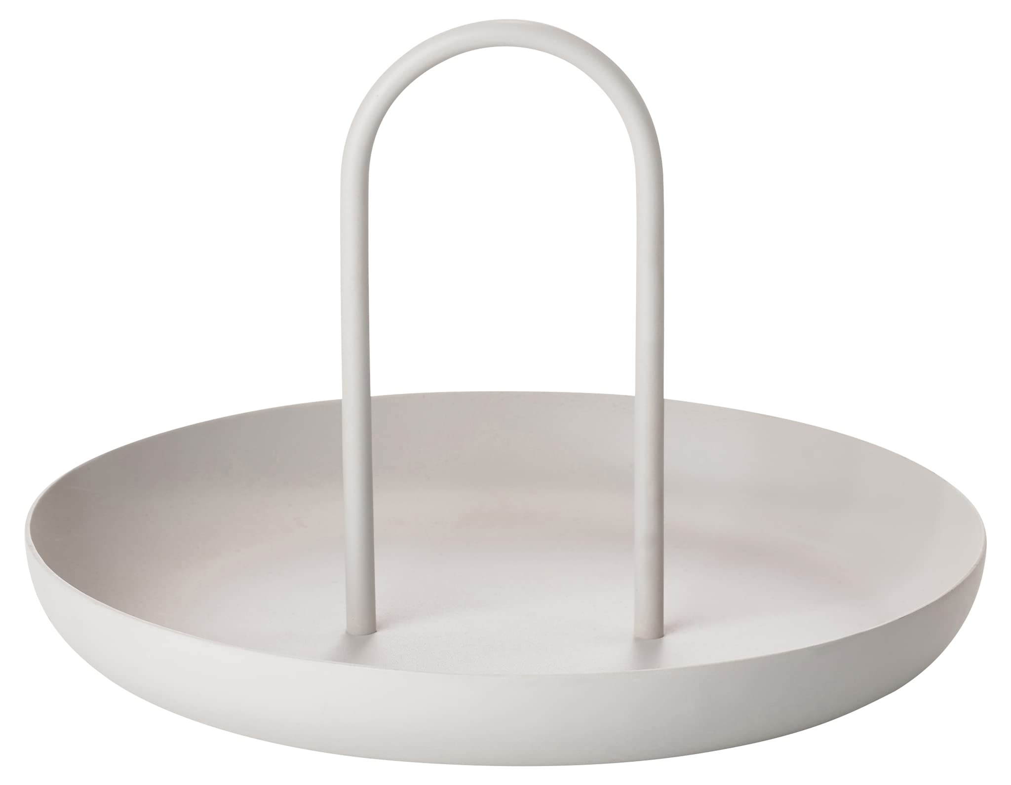 Zone Denmark Singles Round Lacquered Metal Tray Matt with Handle 20cm Diameter Warm Grey