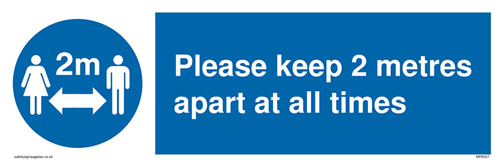 Pack of five - keep 2 metres apart at all times Sign - 300x100mm - L31