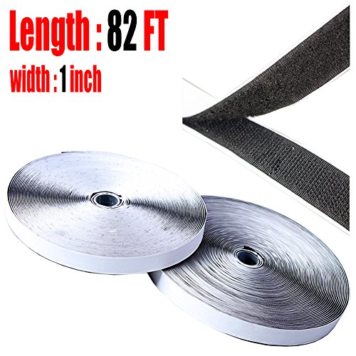 82 FT Hook and Loop Tape - 1 Inch Self Adhesive Sticky Back Hook and Loop Tape Roll Black Fastening Tape Self Back Adhesive Nylon Fabric Tape Hook and Loop Strips Set