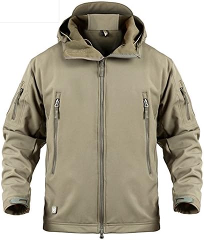 LASIUMIAT Men's Outdoor Tactical Jacket Fleece Softshell Hunting Hiking Waterproof Rain Coats Hooded