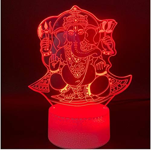 Halloween New 3D Indian Ganesha Lamp LED Illusion Night Light Holiday s Hologram Atmosphere Lighting Abstract Acrylic Best Gift