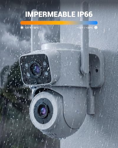 E T EASYTAO C220 Cámara de Seguridad Exterior 2-1 Lente Doble 2K 3MP, Camara WiFi 5Ghz/Conexión por Ethernet con Visión Nocturna a Todo Color, App Tris Home o Icsee, Detección de Movimiento, IP66