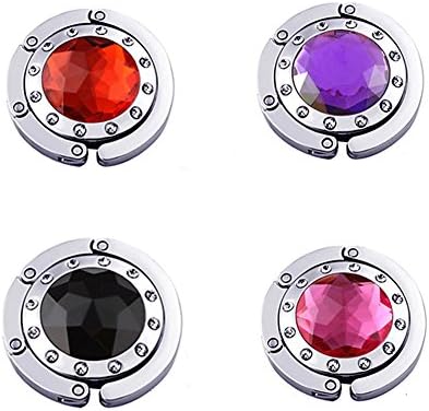Purse Hook,Colorful Diamond Folding Section Handbag Hook for Table Hanger 4 PCS Mixed Set