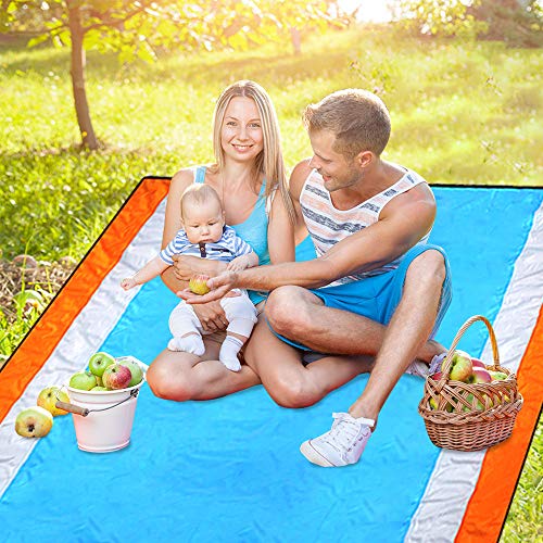 BMHNOONE Sand Free Beach Blanket, Oversize Sand Free Beach mat 82"x79",Portable Outdoor Beach Blanket for Beaches,Camping,Hiking and Picnic- Lightweight Quick Drying Heat Resistant - Thumbnail 4
