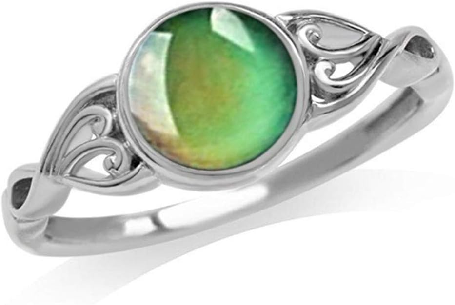 KISSFRIDAY Retro Round Mood Ring Color Changeable Emotion Feeling Ring for Women