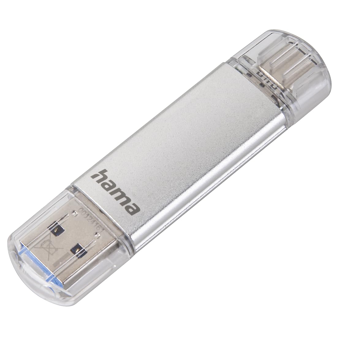 Hama 'C-Laeta' 64GB USB Flash Drive Stick with USB 3.0 & USB 3.1, USB-A & USB-C, Silver