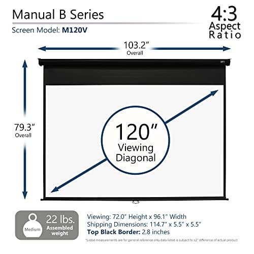 Elite Screens Manual B Series 120INCH Manual Pull Down Projector