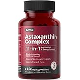AiVital™ Astaxanthin 12mg,Natural Antioxidant Supplements from Microalgae,11-in-1 Astaxanthin Complex for Energy,Skin& Eyes Health, Non-GMO, Gluten Free,60 Capsules, 2-Month Supply