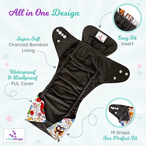 LittleDingo Reusable Cloth Diapers for Babies and Toddlers 4 Reusable
