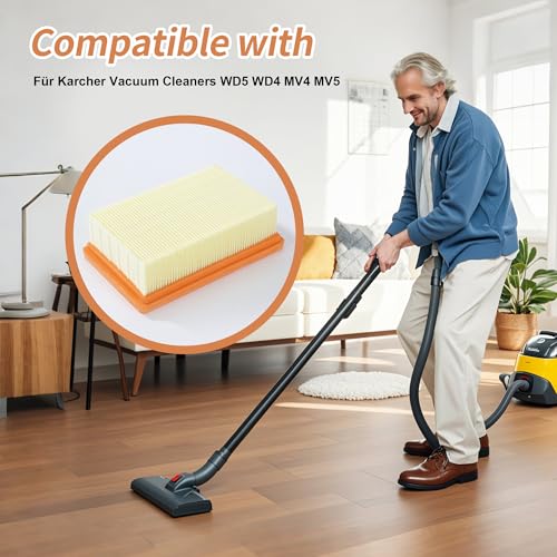 3 Pieces Vacuum Cleaner Filter for Karcher Kit, Replacement Filter for Multi-Function Vacuum Cleaners for Karcher WD4, WD5, WD6, MV4, MV5, MV6 for Vacuum Cleaners for Karcher